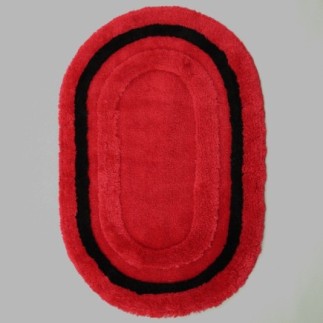 Badmat rood zwart ovaal 60 x 90 cm