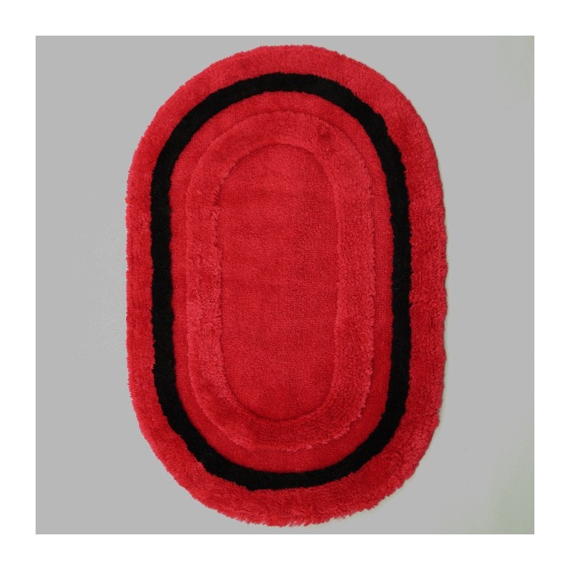 Badmat rood zwart ovaal 60 x 90 cm