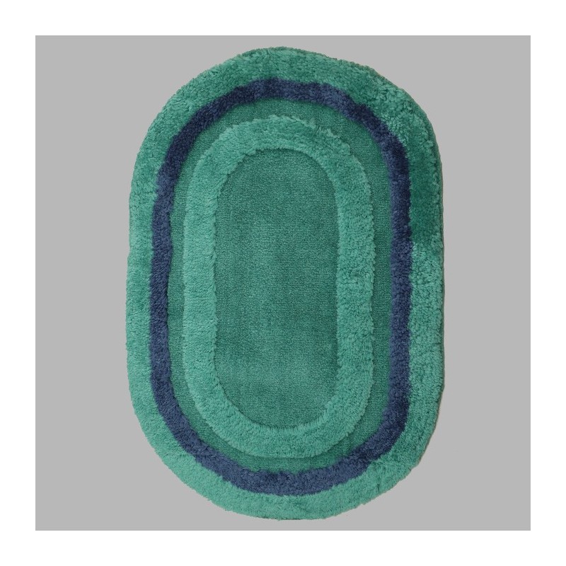 Badmat groen en blauw ovaal 60 x 90 cm