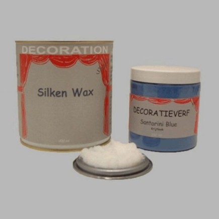 Silken wax (400ml) en krijtverf Santorini Blue(250ml)
