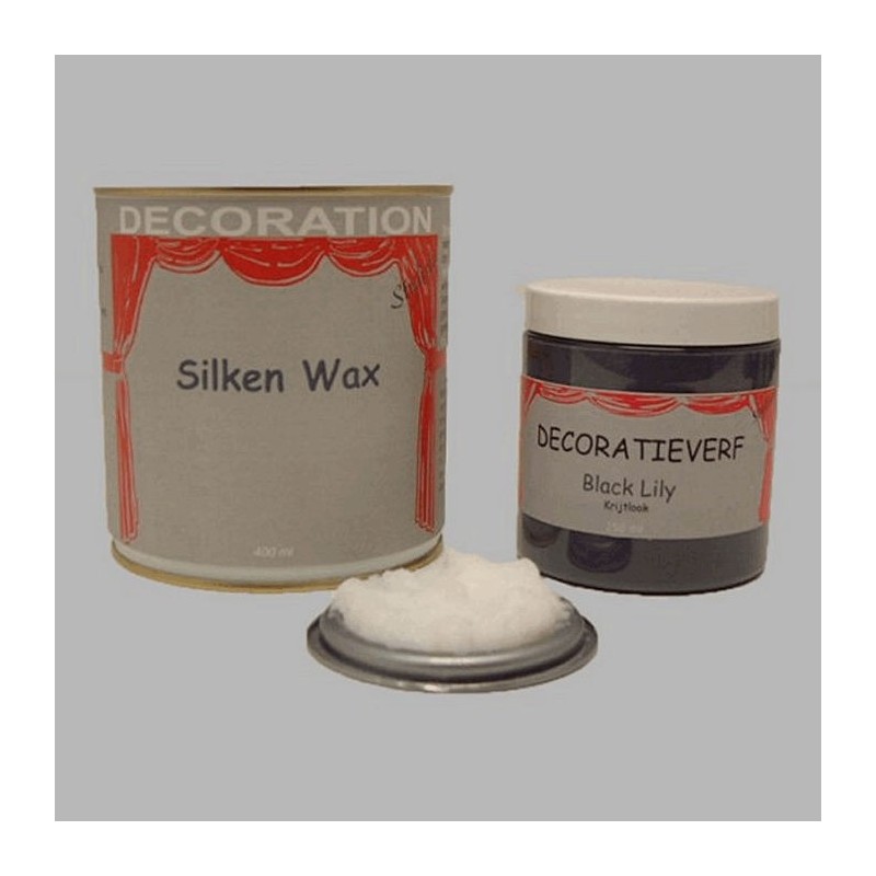 Silken wax (400ml) en krijtverf Black Lily(250ml)