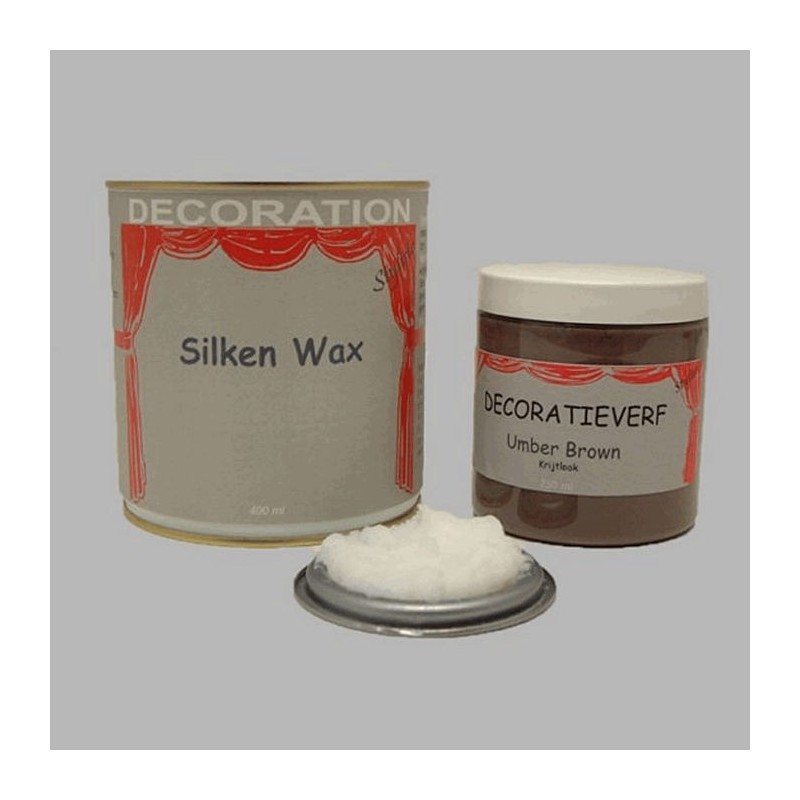 Silken wax (400ml) en krijtverf Umber Brown(250ml)