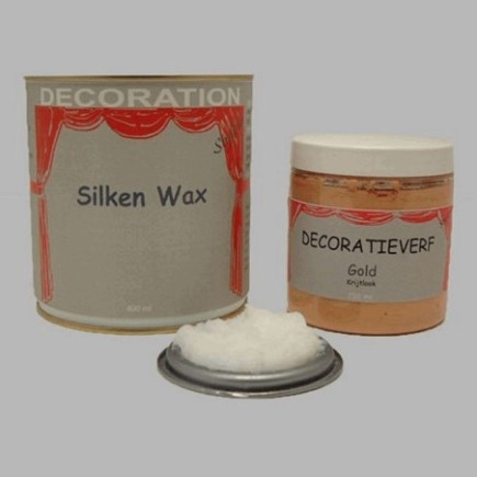 Silken wax (400ml) en krijtverf Goud(250ml)