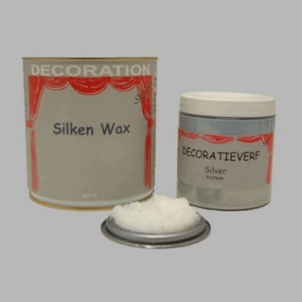 Silken wax (400ml) en krijtverf Zilver(250ml)