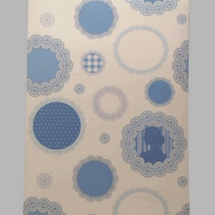 behang portret blauw en wit
