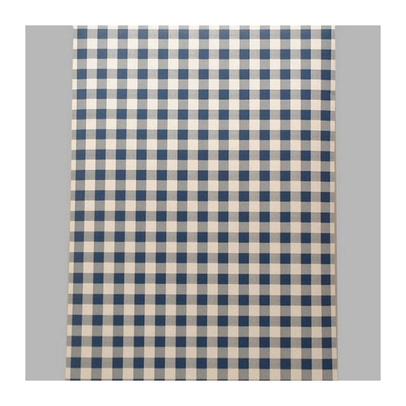 behang ruitje blauw en wit