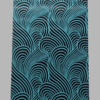 vliesbehang retro petrol waves blauw en zwart