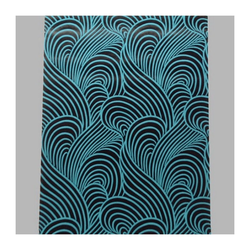 vliesbehang retro petrol waves blauw en zwart