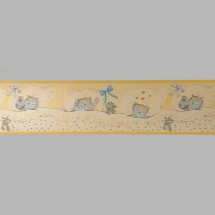behangrand kat en muis geel 18 cm x 5 meter