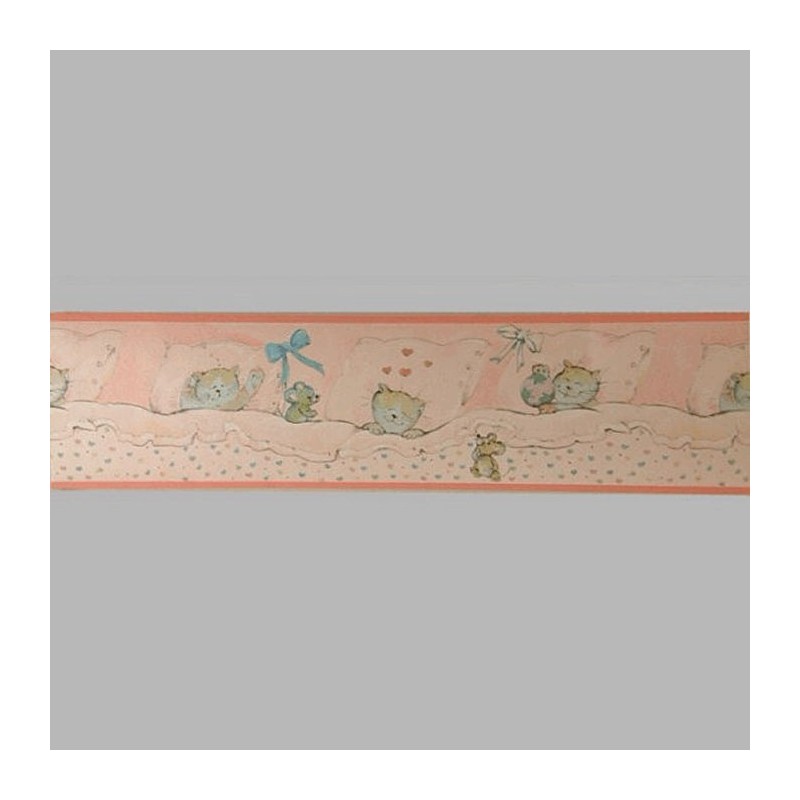 behangrand kat en muis rose 18 cm x 5 meter