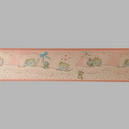 behangrand kat en muis rose 18 cm x 5 meter