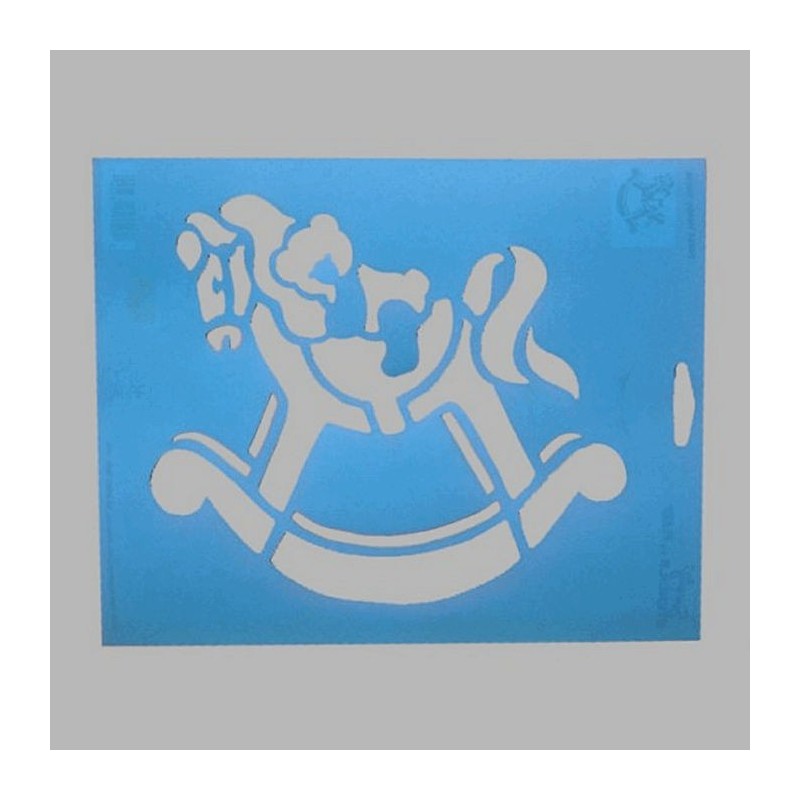 hobbelpaard sjabloon kleur blauw 20 x 25 cm
