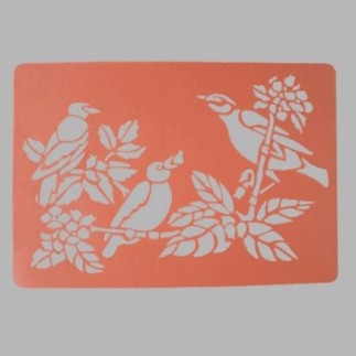 vogels op tak sjabloon transparant 26 x 38 cm afwasbaar