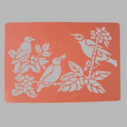 vogels op tak sjabloon transparant 26 x 38 cm afwasbaar