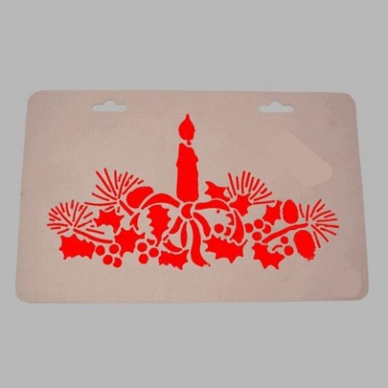 sjabloon kerstmis Kaars in kerststuk 30 x 19 cm