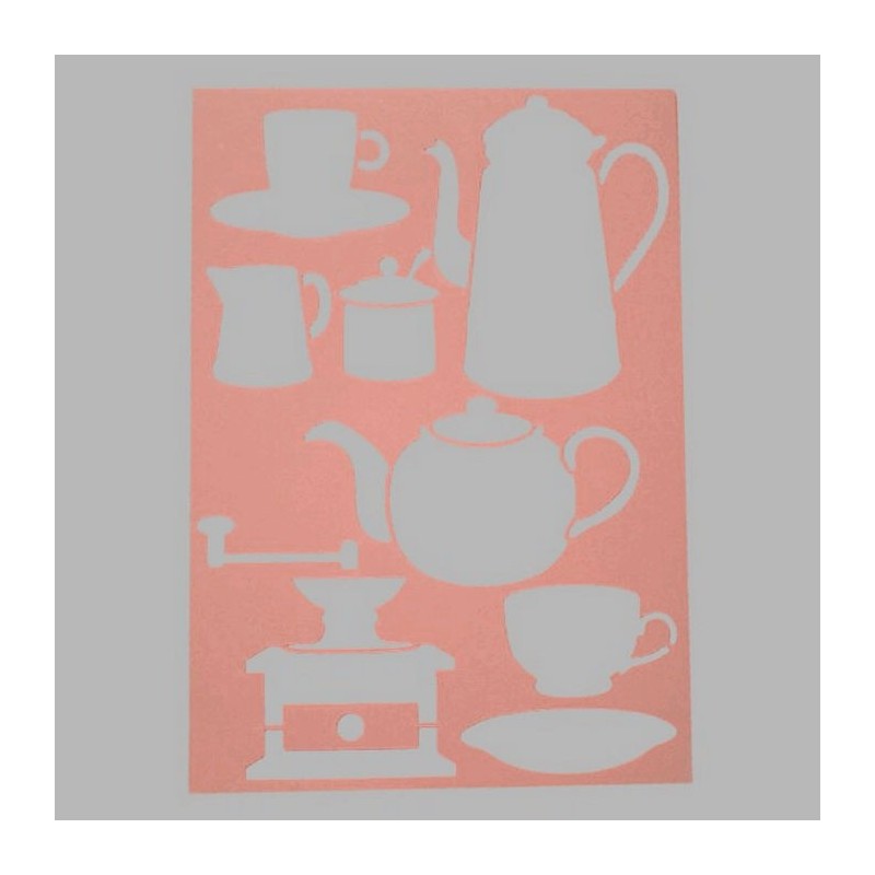 koffie en thee sjabloon transparant 21 x 29,7 cm afwasbaar