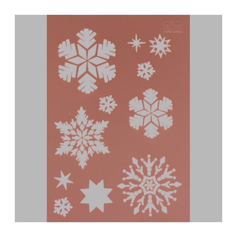 sneeuwvlokken sjabloon transparant 21 x 29,7 cm afwasbaar