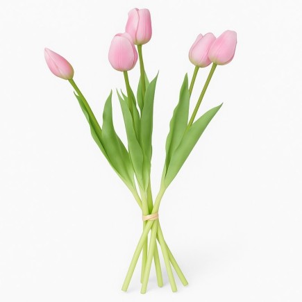Roze Tulpen Boeket – 7 Kunststof Stelen – 39 cm – Realistisch & Waterbestendig
